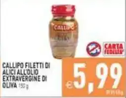 Pim Supermercati Callipo filetti di alici all'olio extravergine di oliva offerta