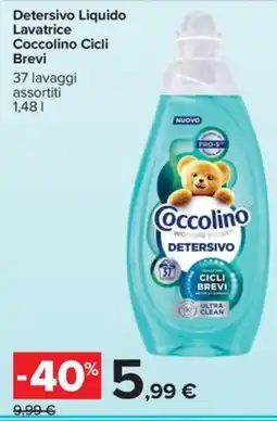 Carrefour Iper Coccolino Detersivo Liquido Lavatrice Cicli Brevi offerta