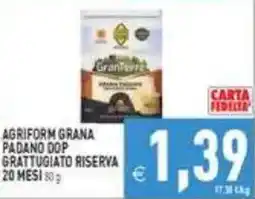 Pim Supermercati Agriform grana padano dop grattugiato riserva offerta