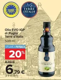 Carrefour Iper Olio EVO IGP di Puglia Terre d'Italia offerta