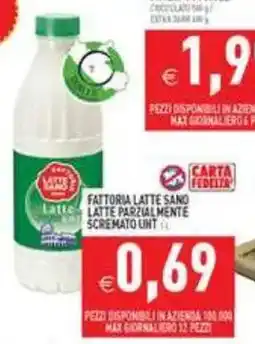 Pim Supermercati Fattoria Latte Sano Latte Parzialmente Scremato UHT offerta