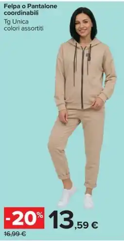 Carrefour Iper Felpa o Pantalone coordinabili offerta