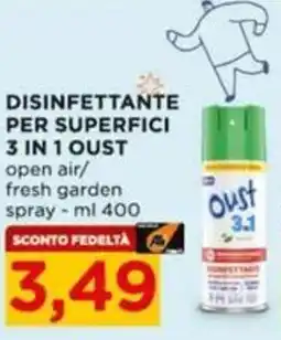 Alì Supermercati Disinfettante per superfici 3 in 1 Oust open air/fresh garden spray offerta