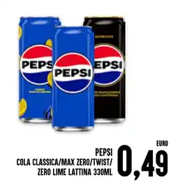 Al Discount Pepsi Cola Classica/Max Zero/Twist/Zero Lime Lattina offerta