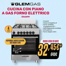 Fiducia & Convenienza Glemgas Cucina con piano a gas forno elettrico offerta