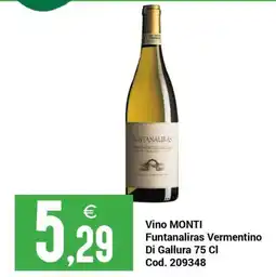 Centro Cash Vino MONTI Funtanaliras Vermentino offerta
