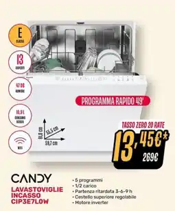Fiducia & Convenienza Candy lavastoviglie incasso CIP3E7LOW offerta
