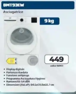 Elettrosintesi Asciugatrice BMT93EW offerta
