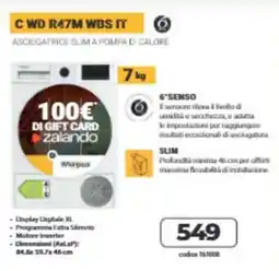 Elettrosintesi Asciugatrice slim a pompa di calore Whirlpool offerta