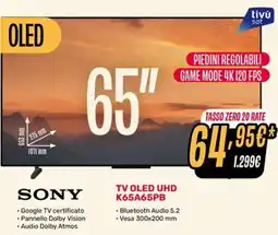 Fiducia & Convenienza Sony TV OLED UHD K65A65PB offerta