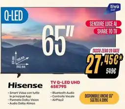 Fiducia & Convenienza Hisense TV Q-LED UHD 65E79S offerta