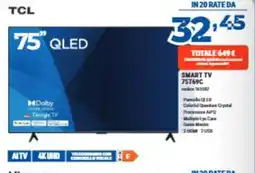 Elettrosintesi TCL 75" QLED offerta