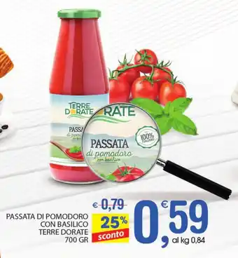 Qui Discount Terre Dorate Passata di Pomodoro con Basilico 700gr offerta