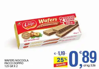Qui Discount Lago Wafers Nocciola Pacco Doppio 125gr x 2 offerta