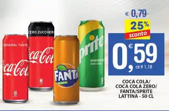 Qui Discount Coca Cola/Coca Cola Zero/Fanta/Sprite Lattina - 50cl offerta