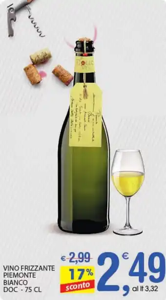 Qui Discount Vino Frizzante Piemont Bianco Doc - 75cl offerta