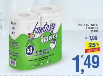 Qui Discount Fantasy Carta Igienica 4 Rotoli Maxi offerta