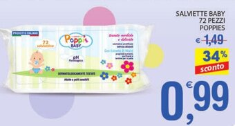 Qui Discount Poppies Salviette Baby 72 pezzi offerta
