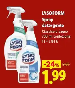 Lidl LYSOFORM Spray detergente offerta