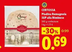 Lidl Certossa Piadina Romagnola IGP alla Riminese offerta
