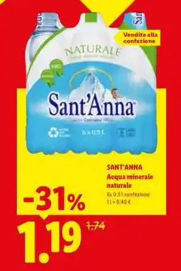 Lidl Sant'Anna Acqua Minerale Naturale offerta