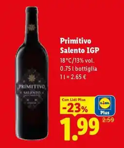 Lidl PRIMITIVO SALENTO IGP offerta