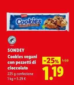Lidl SONDEY Cookies vegani con pezzetti di cioccolato offerta