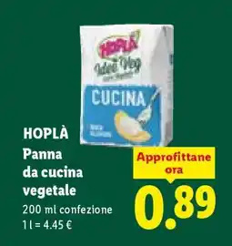 Lidl HOPLÀ Panna da cucina vegetale offerta