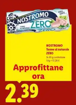 Lidl NOSTROMO Tonno al Naturale Zero offerta
