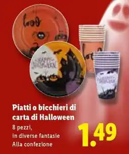 Lidl Piatti o bicchieri di carta di Halloween offerta