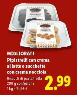 Lidl MIGLIORATI Pipistrelli con crema al latte o zucchette con crema nocciola offerta