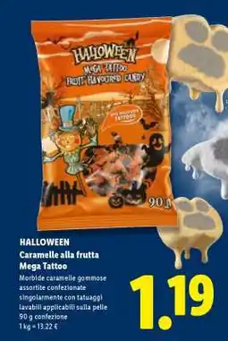 Lidl HALLOWEEN Caramelle alla frutta Mega Tattoo offerta