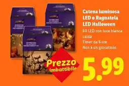Lidl Catena luminosa LED o Ragnatela LED Halloween offerta