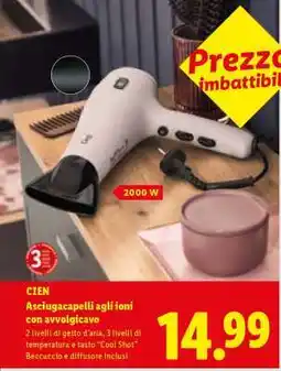 Lidl CIEN Asciugacapelli agli ioni con avvolgicavo offerta