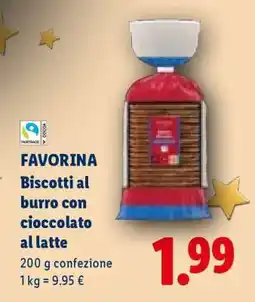 Lidl FAVORINA Biscotti al burro con cioccolato al latte offerta
