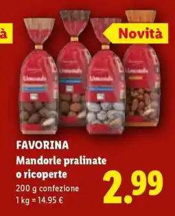 Lidl FAVORINA Mandorle pralinate o ricoperte offerta