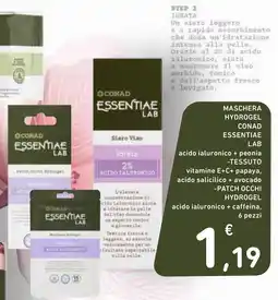 Spazio Conad Maschera hydrogel Conad Essentiae Lab offerta