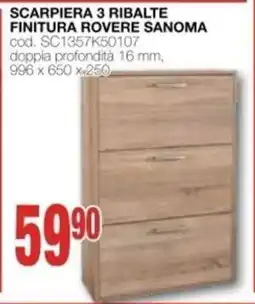 Mondo Brico Scarpiera 3 ribalte finitura rovere sanoma offerta