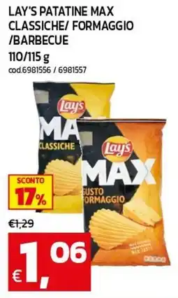 C+C maxigross Lay's Patatine Max Classiche / Formaggio / Barbecue offerta