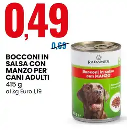 Eurospin Bocconi in salsa con manzo per cani adulti Radames offerta