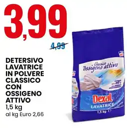 Eurospin Detersivo lavatrice in polvere classico con ossigeno attivo Dexal offerta
