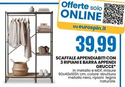 Eurospin Scaffale appendiabiti con 3 ripiani e barra appendi grucce* offerta