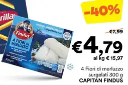 Unes Capitan Findus 4 Fiori di merluzzo surgelati offerta
