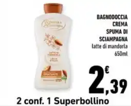 Conad Margherita Bagnodoccia crema spuma di sciampagna latte di mandorla offerta