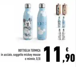 Conad Superstore Bottiglia termica in acciaio, soggetto mickey mouse o minnie offerta