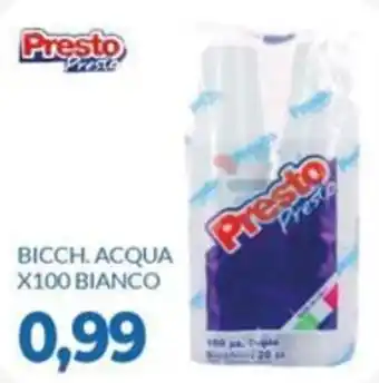Bicchieri acqua presto bianco