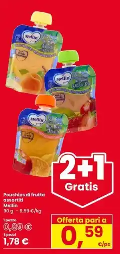 Eurospar Pouchies di frutta assortiti Mellin offerta