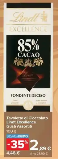 Carrefour Express Tavolette di Cioccolato Lindt Excellence Gusti Assortiti offerta