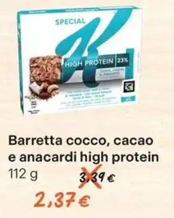 Gelmarket Barretta cocco, cacao e anacardi high protein offerta