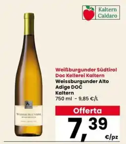 Interspar Weißburgunder Südtirol Doc Kellerei Kaltern Weissburgunder Alto Adige DOC Kaltern offerta